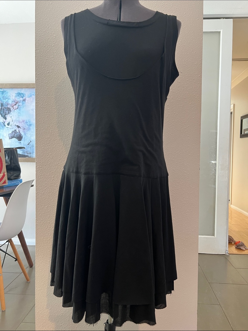 Ryu Black Sleeveless Drop-Waist Flared Dress